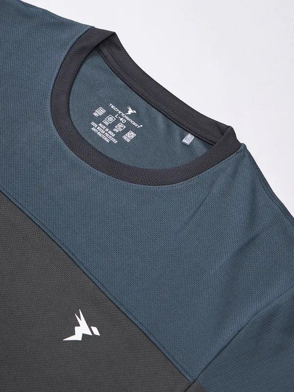 Men Colorblock Slim Fit Crew Neck T-shirt with TECHNO COOL+ - Image 7