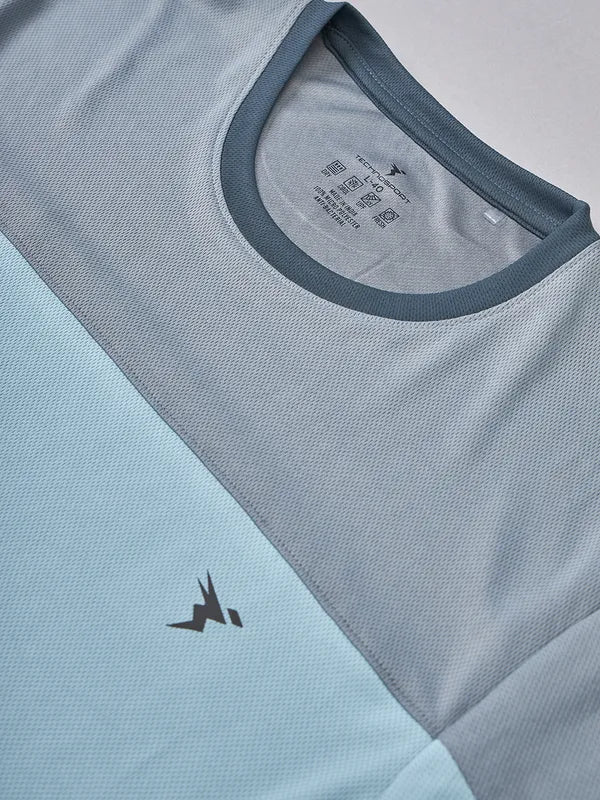Men Colorblock Slim Fit Crew Neck T-shirt with TECHNO COOL+ - Image 7