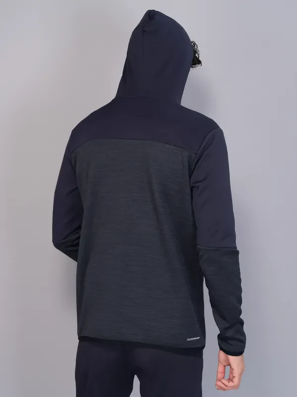 Men Melange Slim Fit Hooded Jacket with TECHNO WARM+ - Image 6