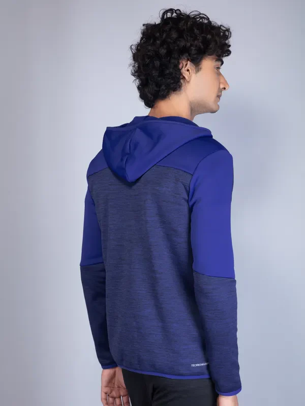 Men Melange Slim Fit Hooded Jacket with TECHNO WARM+ - Image 2