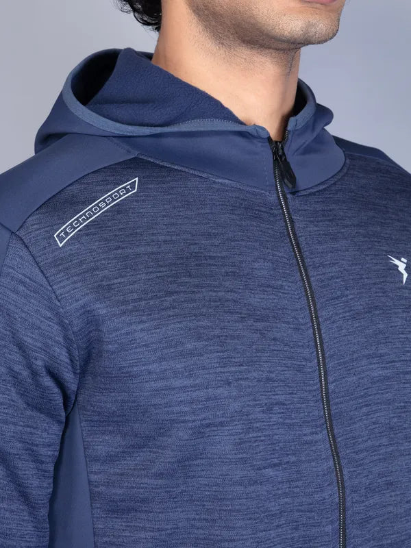 Men Melange Slim Fit Hooded Jacket with TECHNO WARM+ - Image 6