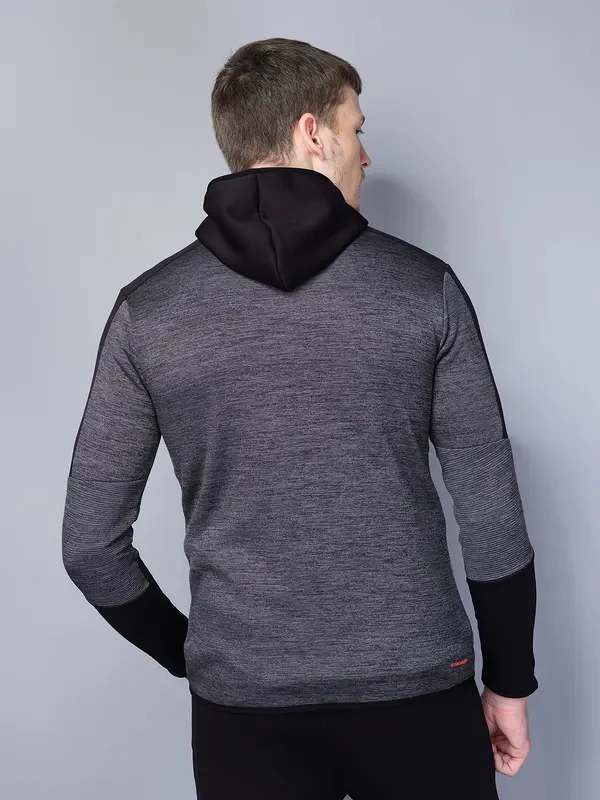 Men Melange Slim Fit Hooded Jacket with TECHNO WARM+ - Image 2