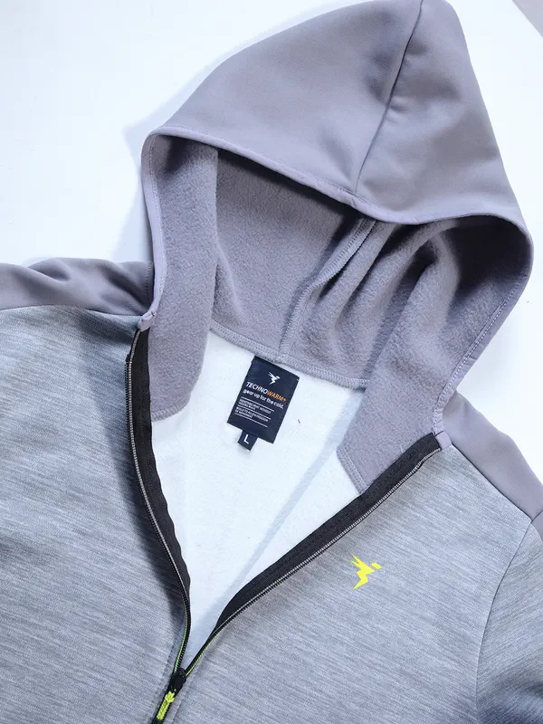 Men Melange Slim Fit Hooded Jacket with TECHNO WARM+ - Image 6