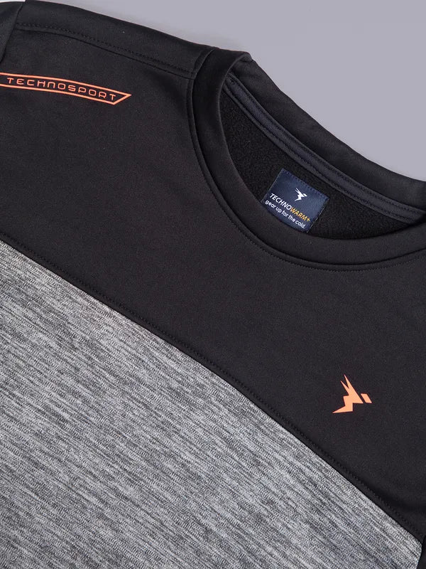 Men Melange Slim Fit Crew Neck Sweatshirt with TECHNO WARM+ - Image 7