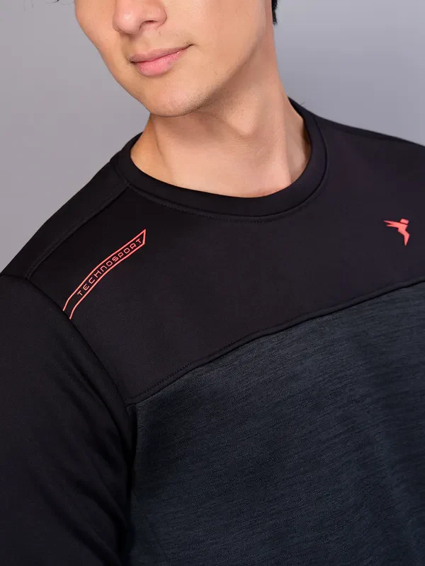 Men Melange Slim Fit Crew Neck Sweatshirt with TECHNO WARM+ - Image 6