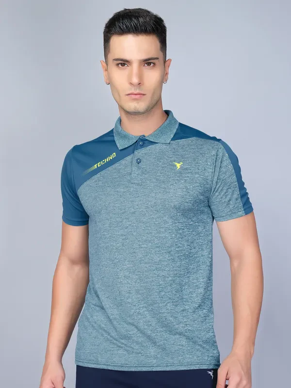 Men Melange Slim Fit Polo T-shirt with DOUBLE COOL