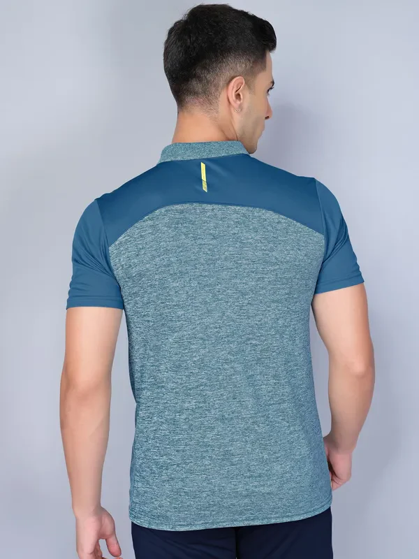 Men Melange Slim Fit Polo T-shirt with DOUBLE COOL - Image 3