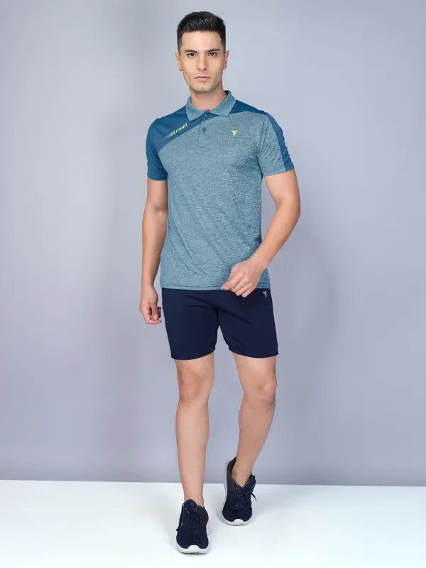 Men Melange Slim Fit Polo T-shirt with DOUBLE COOL - Image 4