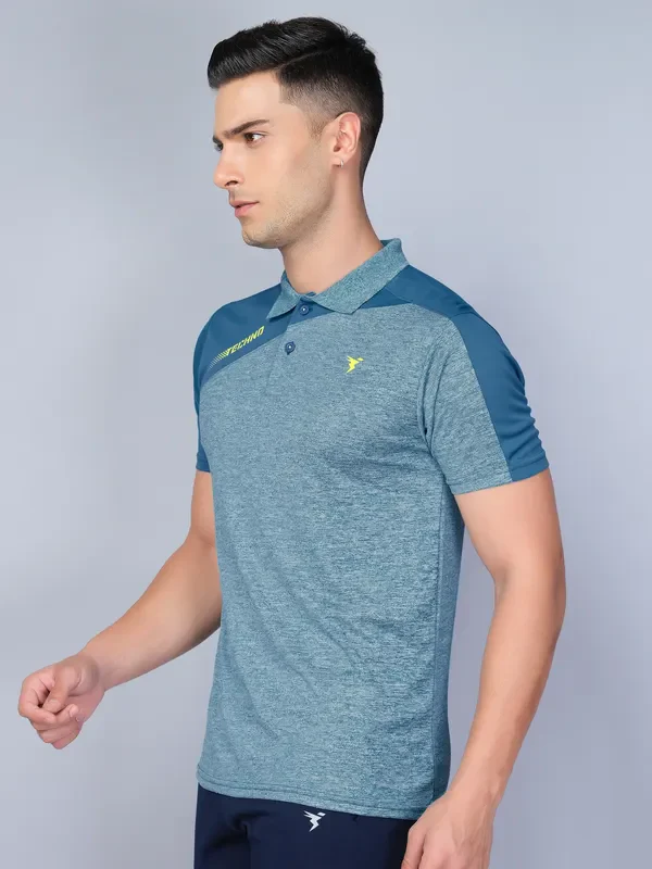 Men Melange Slim Fit Polo T-shirt with DOUBLE COOL - Image 5