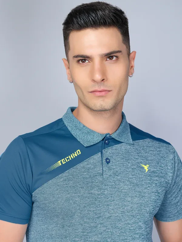 Men Melange Slim Fit Polo T-shirt with DOUBLE COOL - Image 6