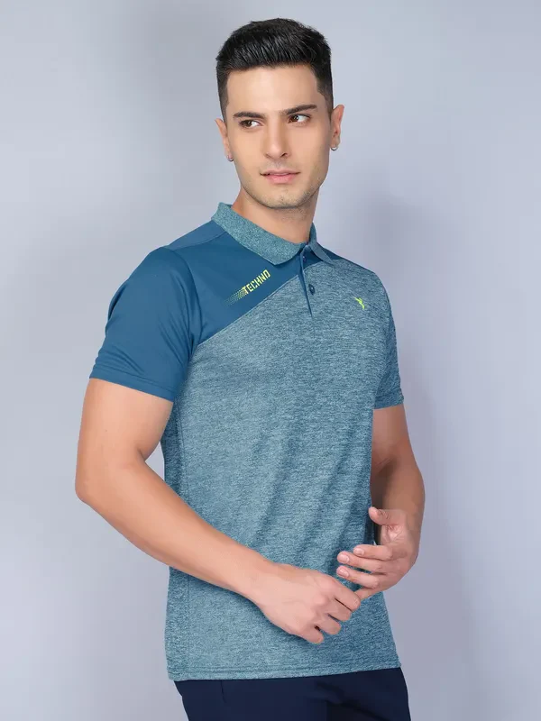 Men Melange Slim Fit Polo T-shirt with DOUBLE COOL - Image 7