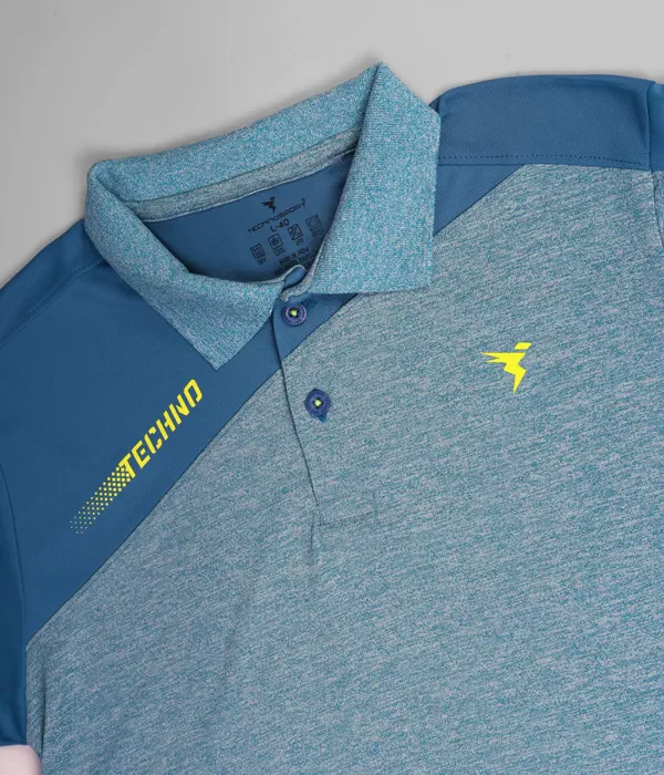 Men Melange Slim Fit Polo T-shirt with DOUBLE COOL - Image 8