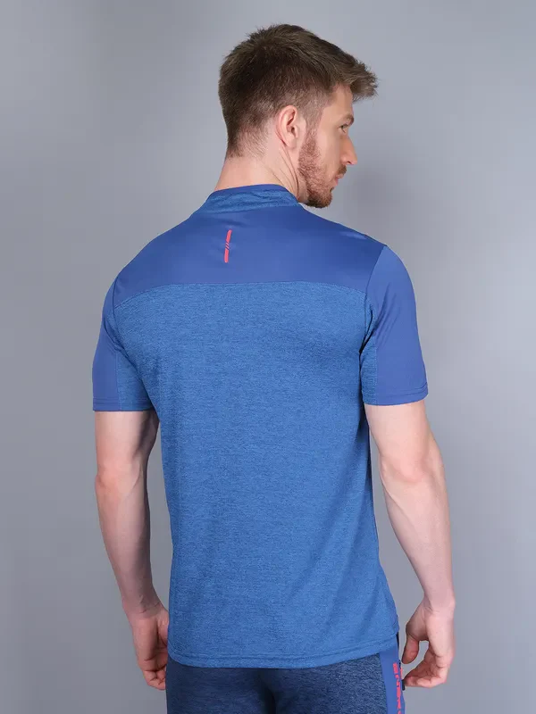 Men Melange Slim Fit Mock Neck T-shirt with DOUBLE COOL - Image 2