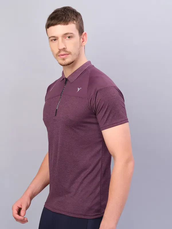 Men Melange Slim Fit Polo T-shirt with DOUBLE COOL - Image 3