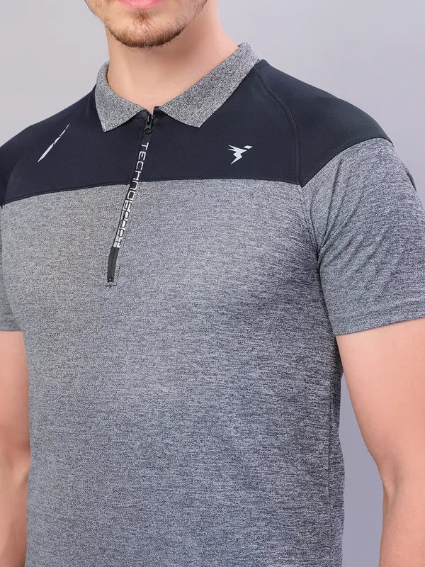 Men Melange Slim Fit Polo T-shirt with DOUBLE COOL - Image 5