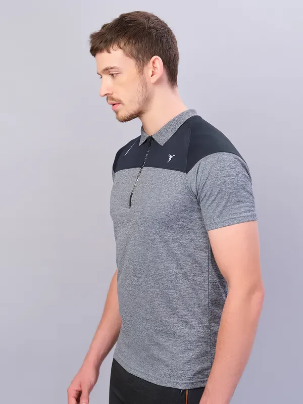 Men Melange Slim Fit Polo T-shirt with DOUBLE COOL - Image 6