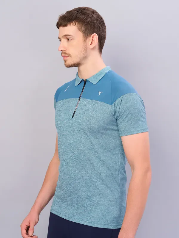 Men Melange Slim Fit Polo T-shirt with DOUBLE COOL - Image 6