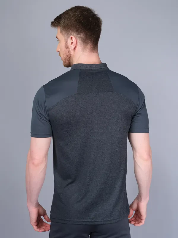 Men Melange Slim Fit Polo T-shirt with DOUBLE COOL - Image 2