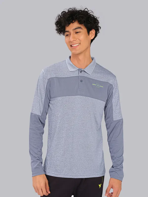 Men Melange Slim Fit Polo T-shirt with DOUBLE COOL