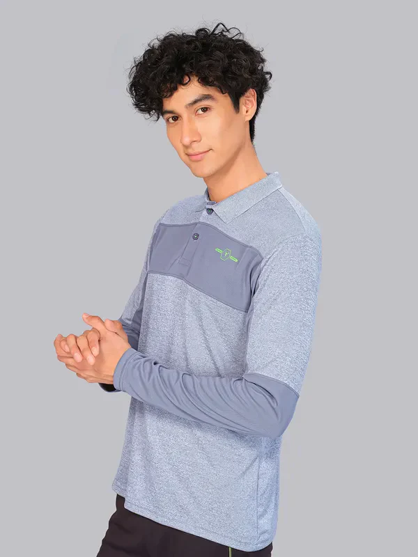 Men Melange Slim Fit Polo T-shirt with DOUBLE COOL - Image 3