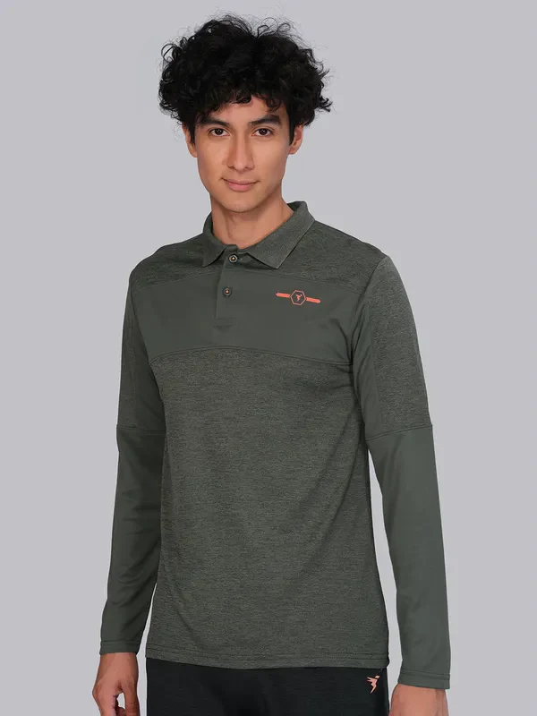 Men Melange Slim Fit Polo T-shirt with DOUBLE COOL