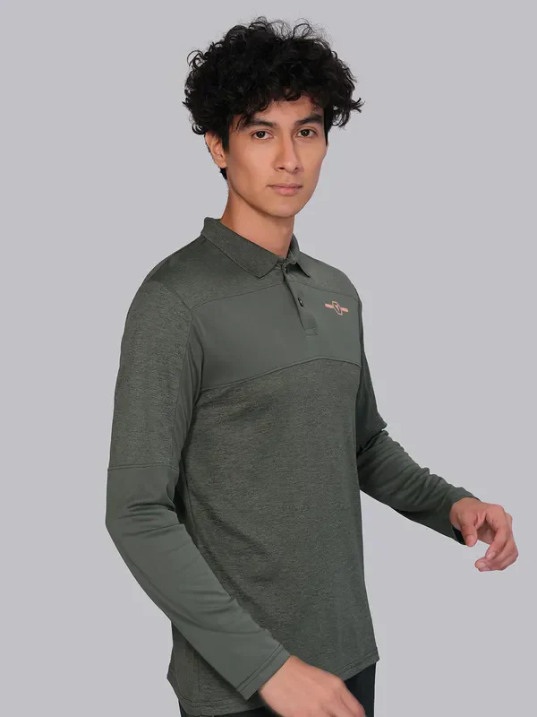 Men Melange Slim Fit Polo T-shirt with DOUBLE COOL - Image 3