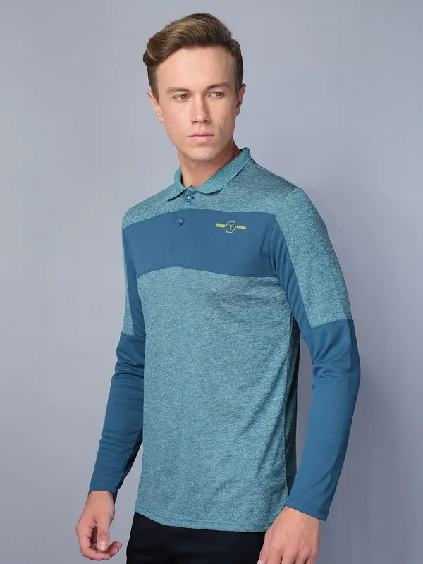 Men Melange Slim Fit Polo T-shirt with DOUBLE COOL - Image 3