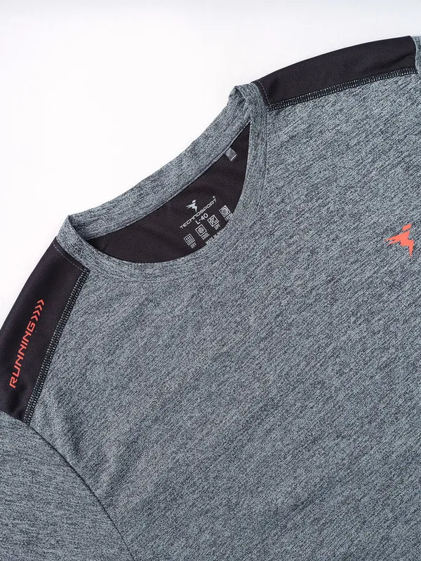 Men Melange Slim Fit Crew Neck T-shirt with DOUBLE COOL - Image 6