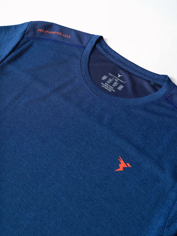 Men Melange Slim Fit Crew Neck T-shirt with DOUBLE COOL - Image 6