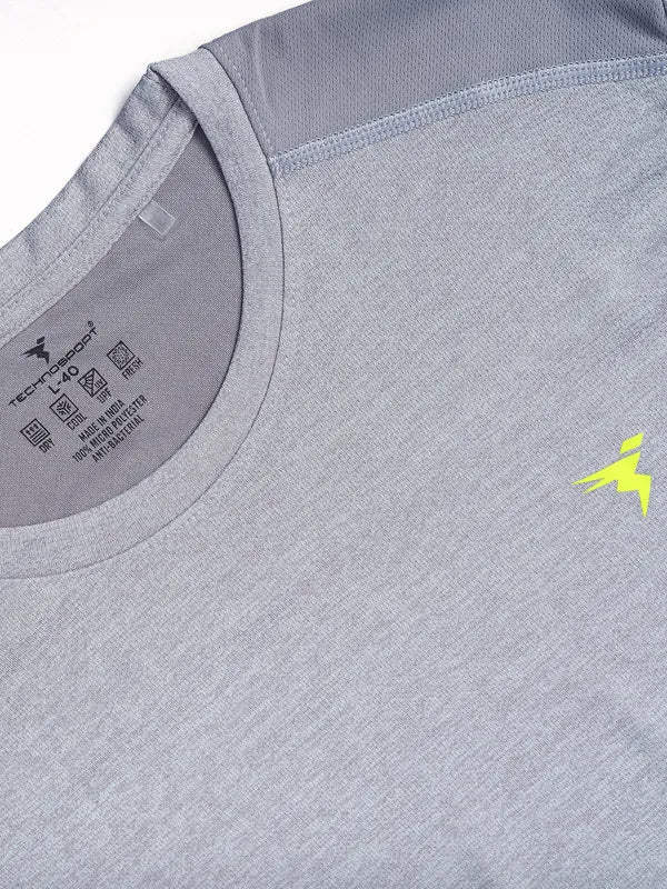 Men Melange Slim Fit Crew Neck T-shirt with DOUBLE COOL - Image 6