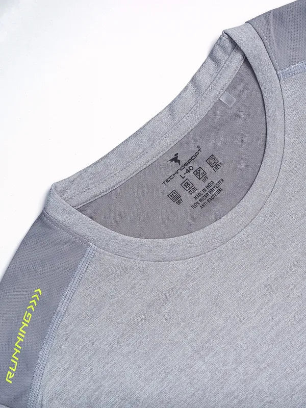 Men Melange Slim Fit Crew Neck T-shirt with DOUBLE COOL - Image 8