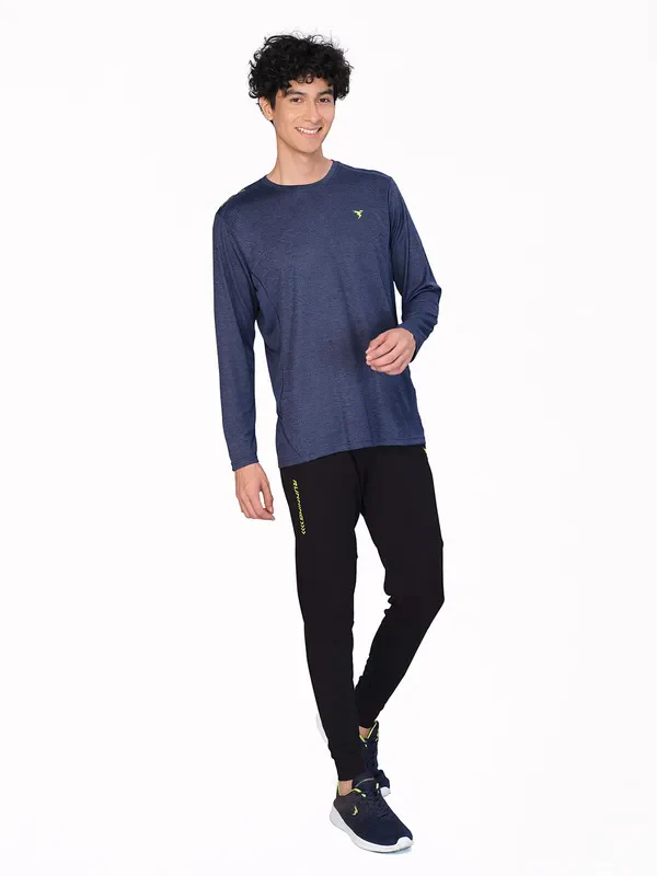 Men Melange Slim Fit Crew Neck T-shirt with DOUBLE COOL