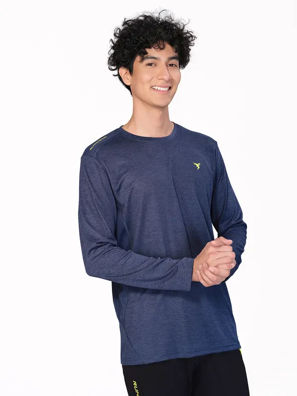 Men Melange Slim Fit Crew Neck T-shirt with DOUBLE COOL - Image 4