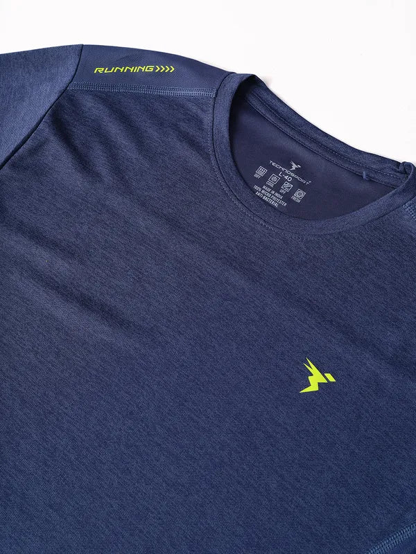 Men Melange Slim Fit Crew Neck T-shirt with DOUBLE COOL - Image 8