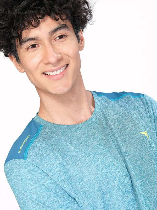 Men Melange Slim Fit Crew Neck T-shirt with DOUBLE COOL - Image 5