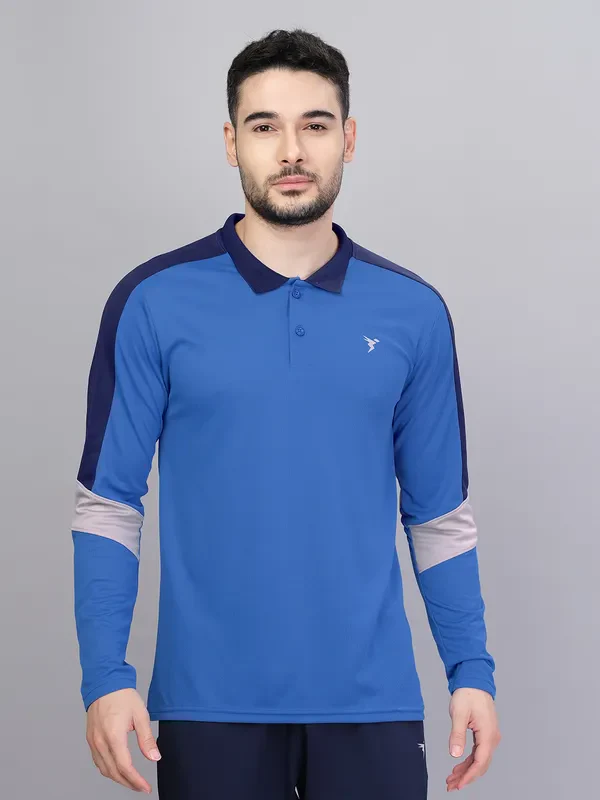 Men Colorblock Slim Fit Polo T-shirt with TECHNO COOL+