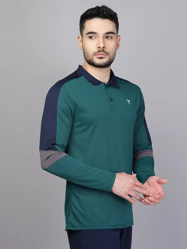 Men Colorblock Slim Fit Polo T-shirt with TECHNO COOL+ - Image 6