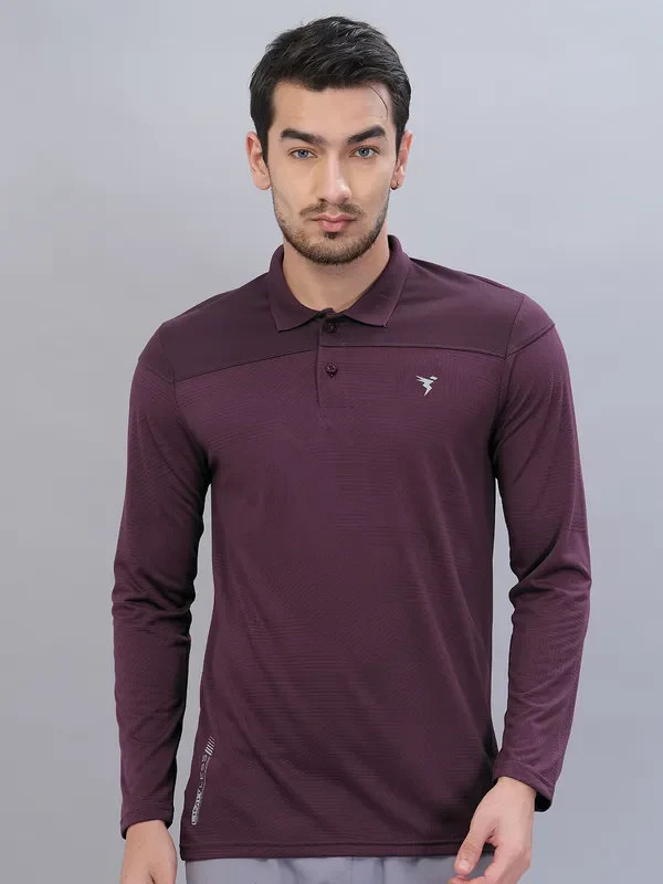 Men Self Design Slim Fit Polo T-shirt with VENTMESH