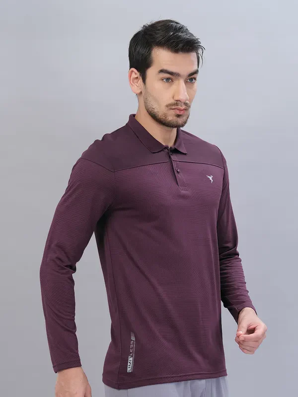 Men Self Design Slim Fit Polo T-shirt with VENTMESH - Image 4