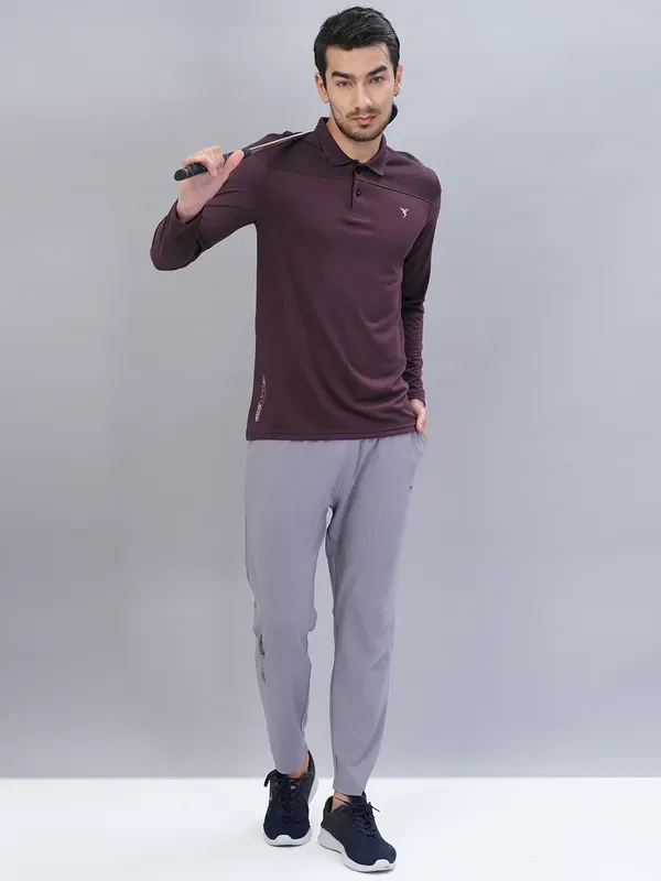 Men Self Design Slim Fit Polo T-shirt with VENTMESH - Image 5