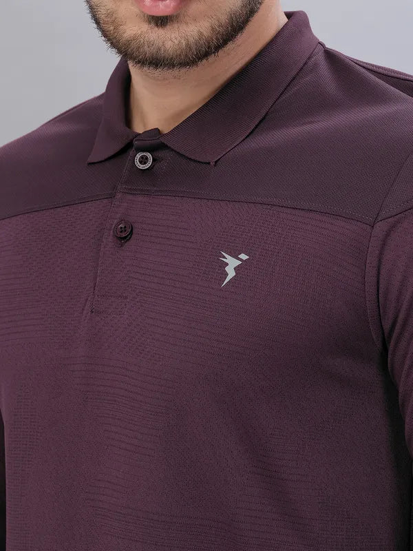 Men Self Design Slim Fit Polo T-shirt with VENTMESH - Image 6
