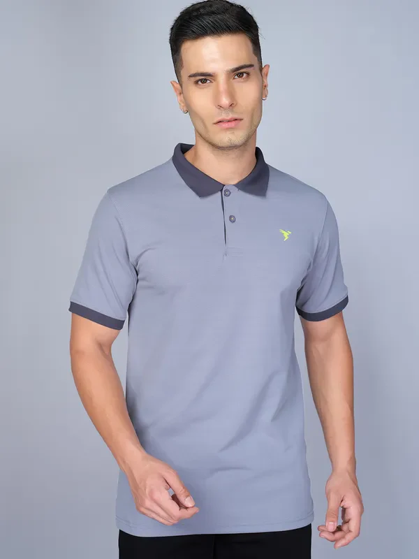 Men Solid Slim Fit Polo T-shirt with ELASTO PLUS