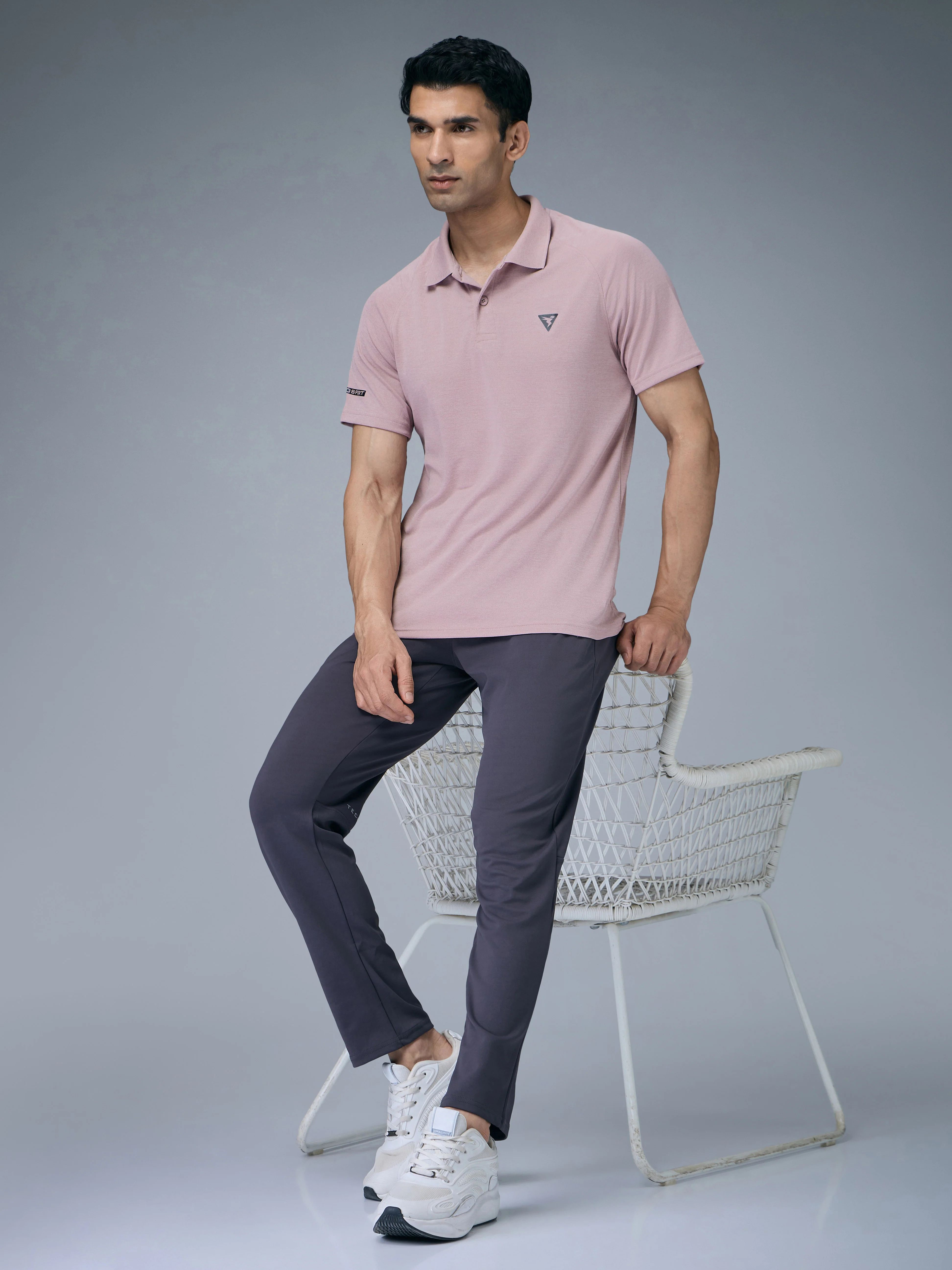 Men Melange Slim Fit Polo T-shirt with DOUBLE COOL - Image 4