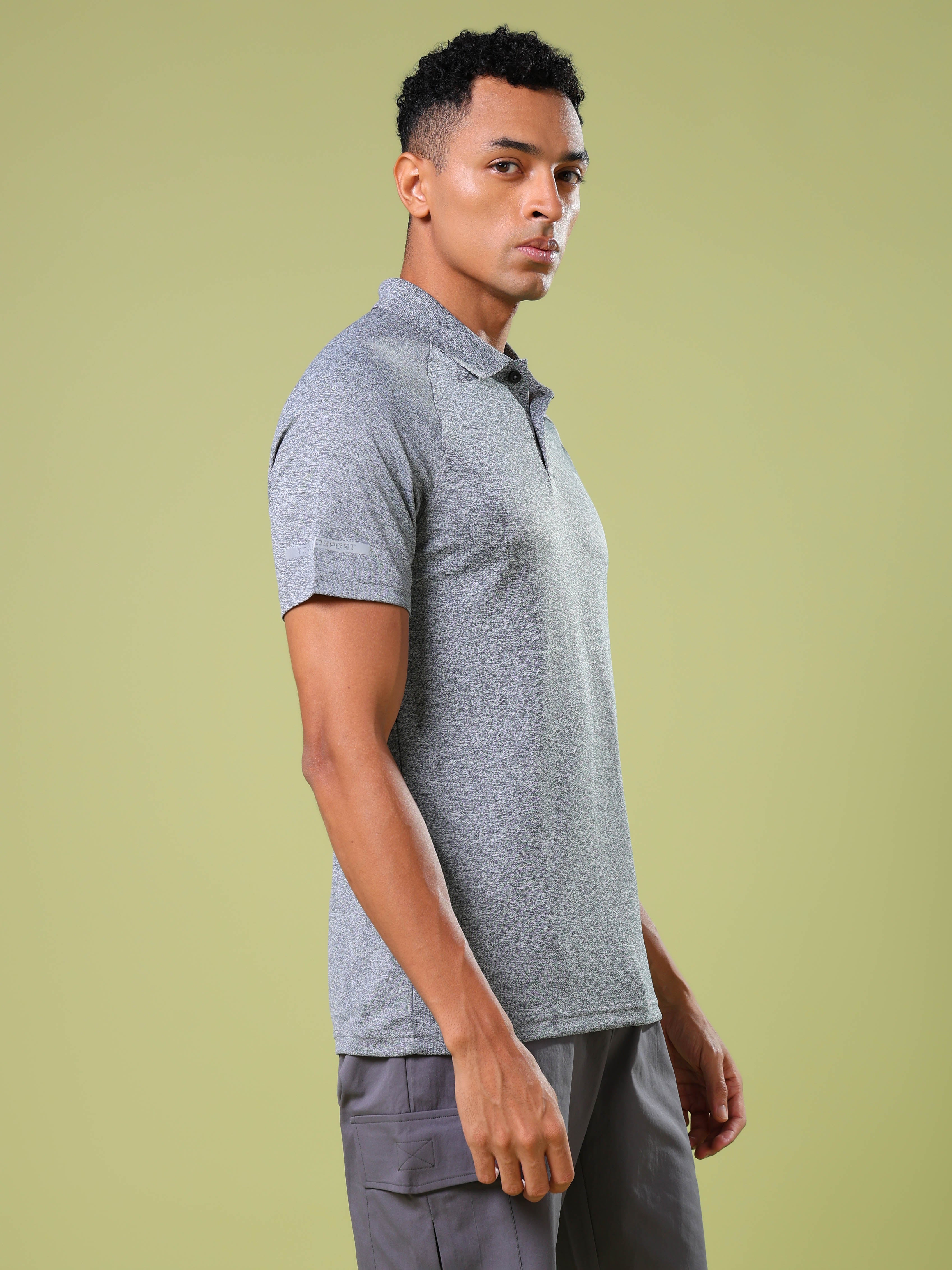 Men Melange Slim Fit Polo T-shirt with DOUBLE COOL - Image 4