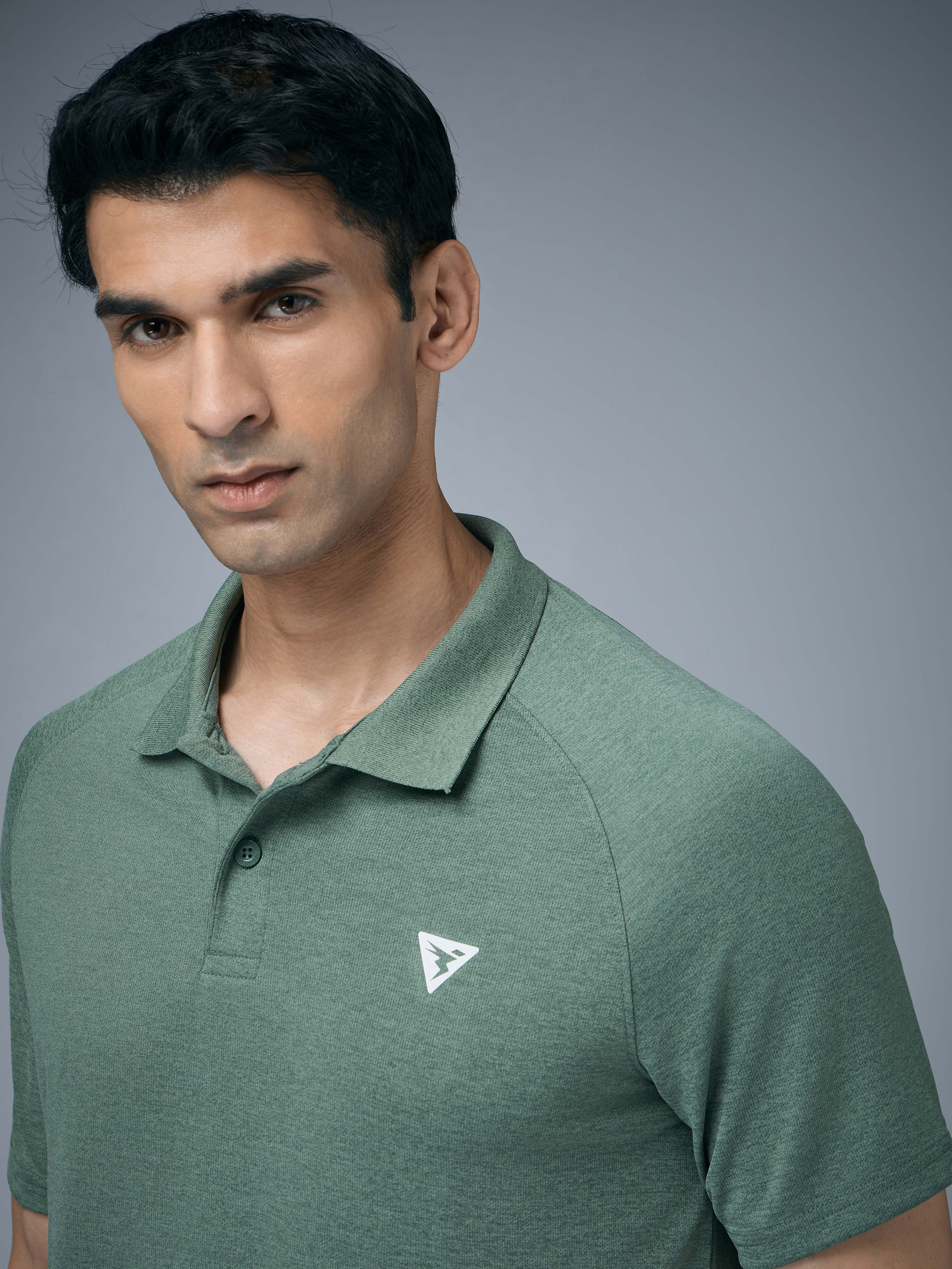 Men Melange Slim Fit Polo T-shirt with DOUBLE COOL - Image 6