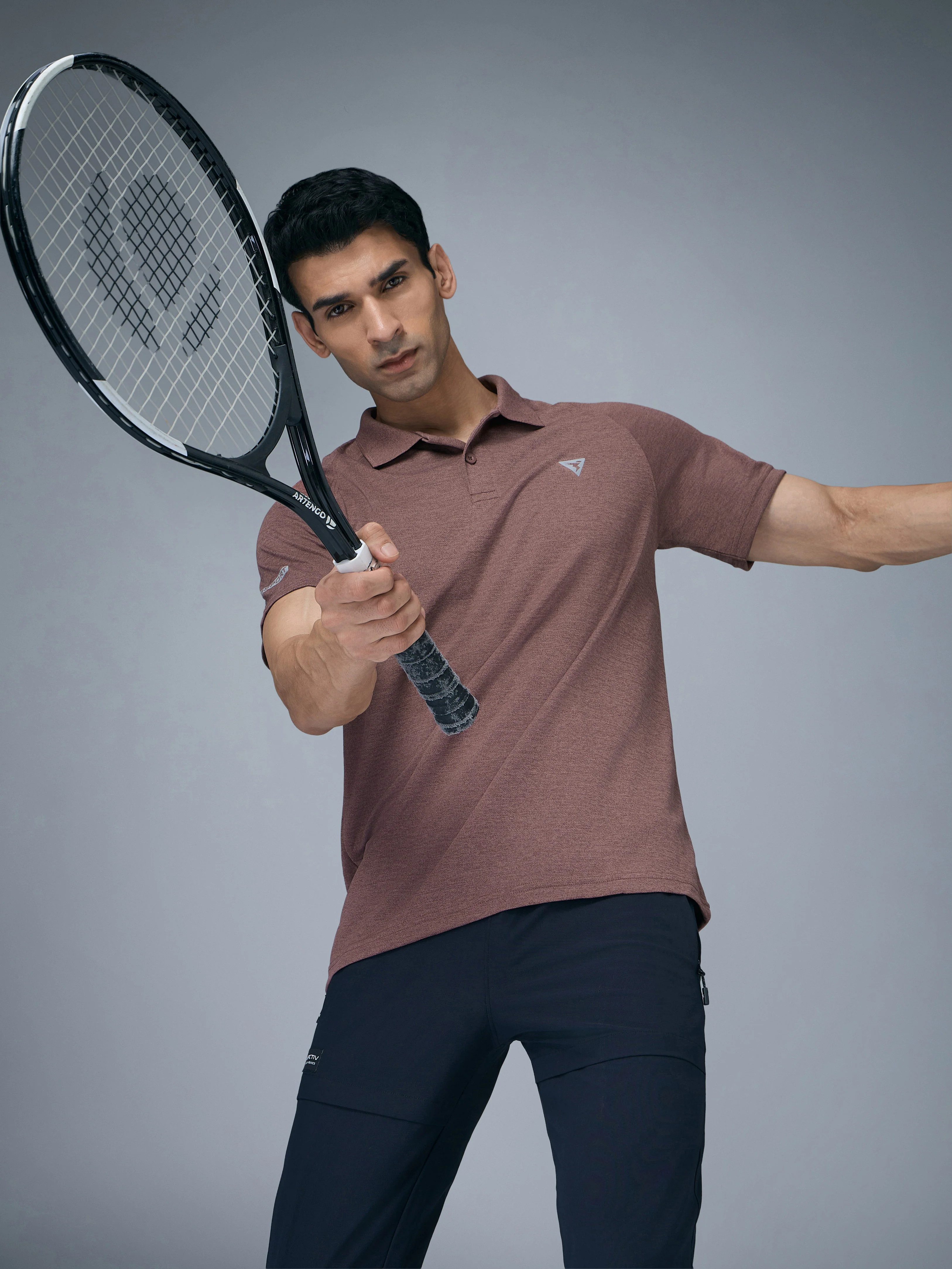 Men Melange Slim Fit Polo T-shirt with DOUBLE COOL