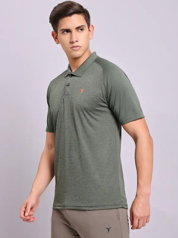 Men Melange Slim Fit Polo T-shirt with DOUBLE COOL - Image 5