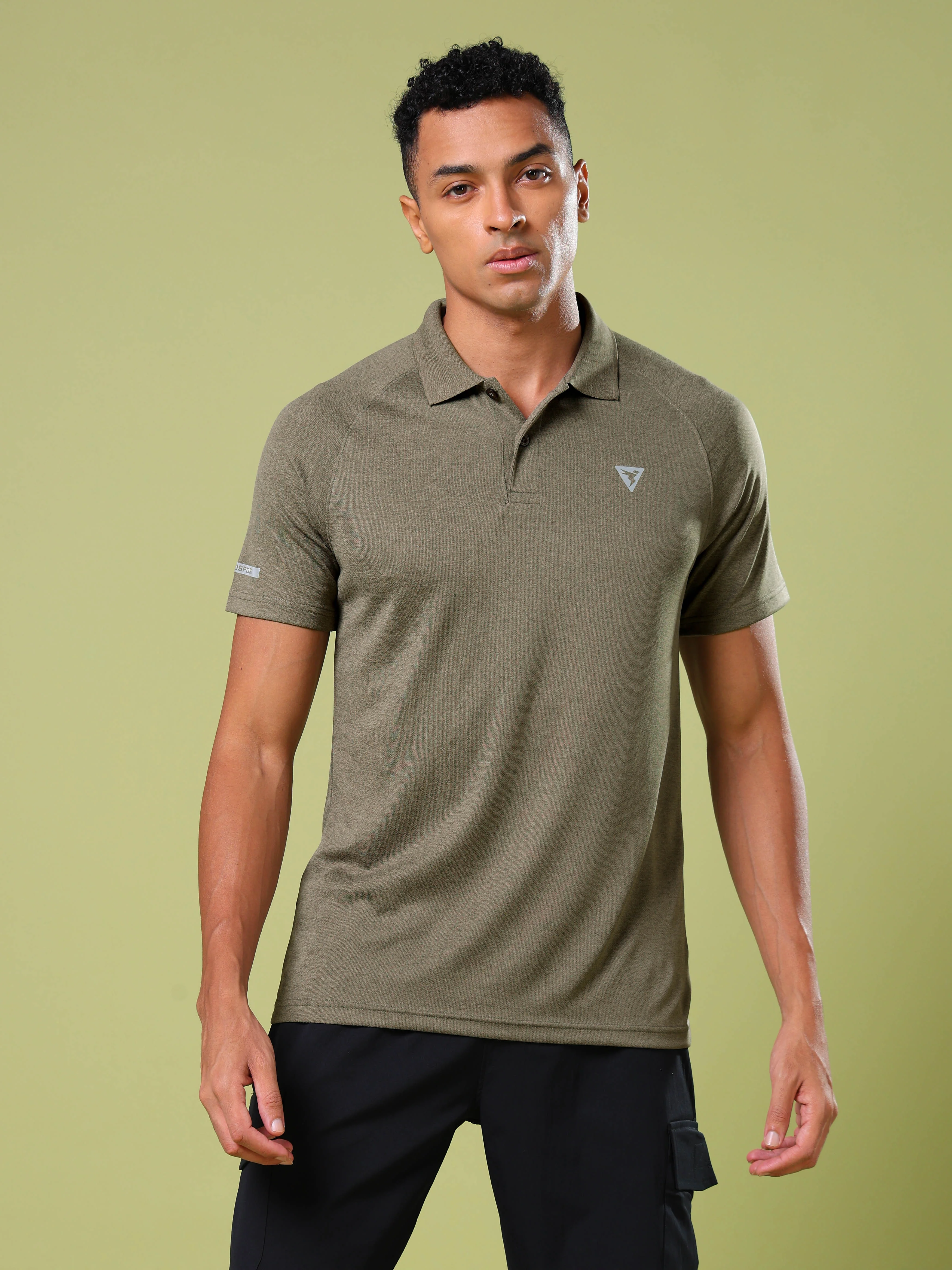 Men Melange Slim Fit Polo T-shirt with DOUBLE COOL