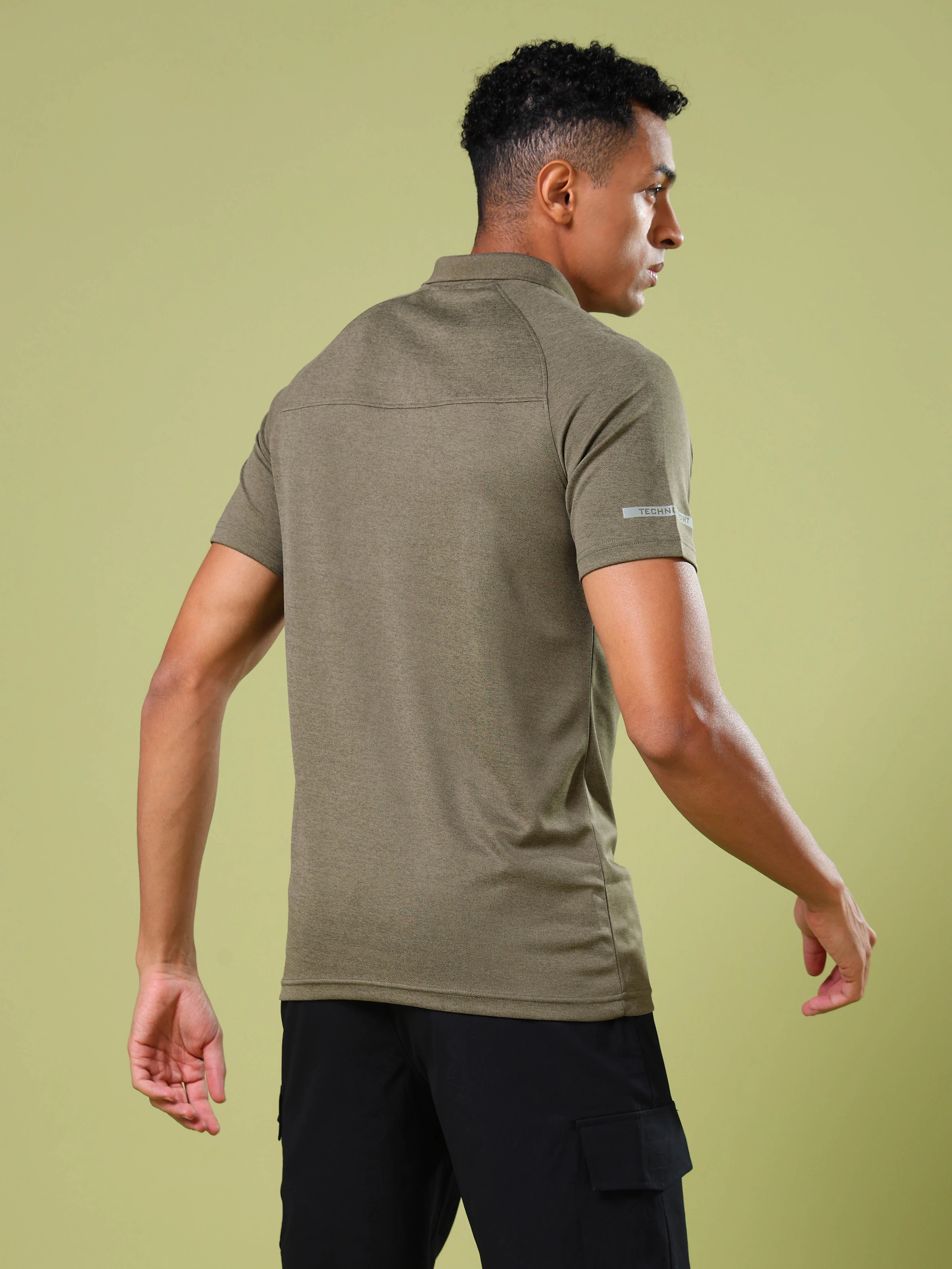 Men Melange Slim Fit Polo T-shirt with DOUBLE COOL - Image 2