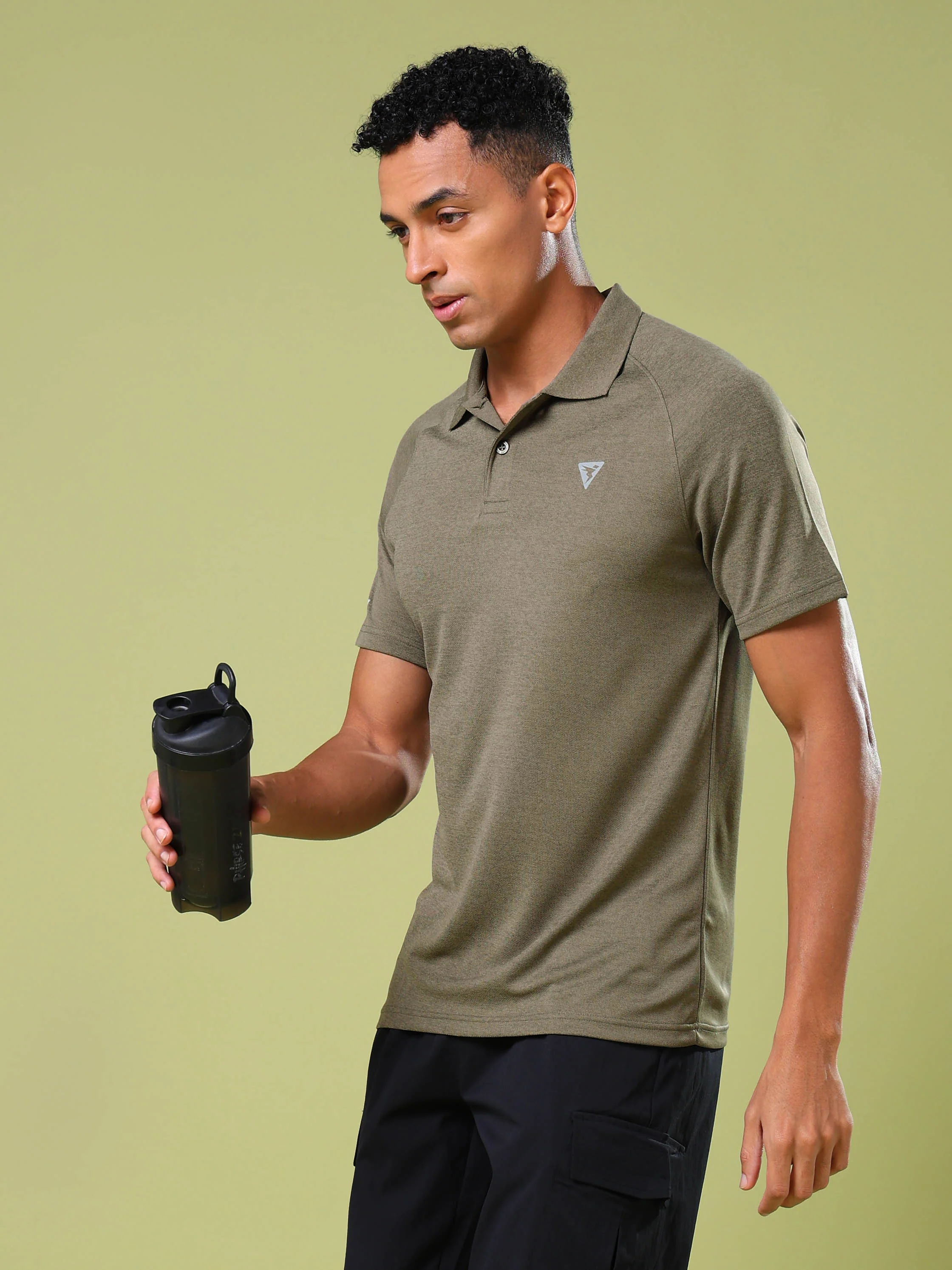 Men Melange Slim Fit Polo T-shirt with DOUBLE COOL - Image 5